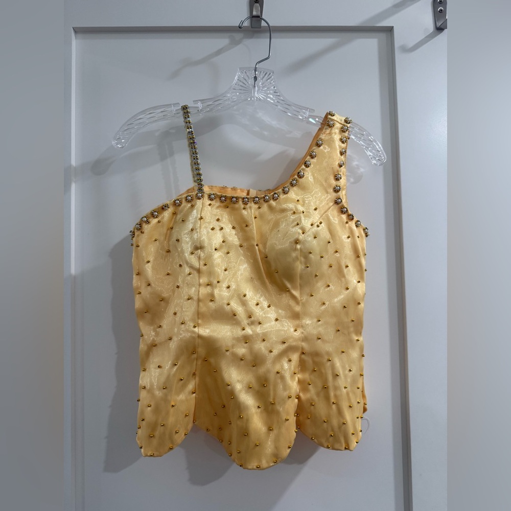 Unbranded light yellow beaded and sequined costume top (fits like a Large)